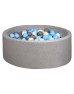 Μπαλοπισίνα γκρι ανοιχτό με γαλάζιες / γκρι / λευκές μπάλες